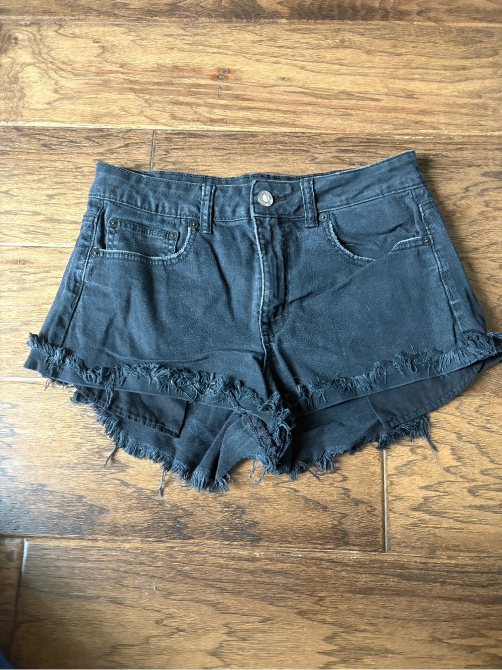 American Eagle Outfitters Black Distressed Denim Cutoff Shorts
